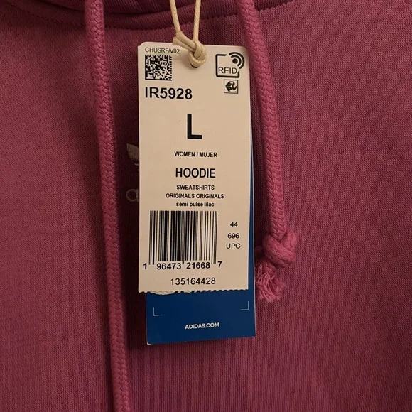 NWT Adidas Essentials Oversized Fleece Hoodie Size Large in Plum Purple/Pink - Picture 5 of 7